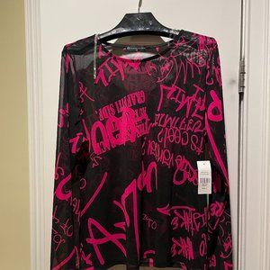 "Andie" Graffiti Mesh Top (Fashion to Figure)